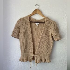 Ann Taylor Loft Lambs Wool & Angora Tie Front Cardigan